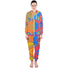 Colorful Shapes In Tiles                                                   Hooded Jumpsuit (ladies) by LalyLauraFLM