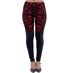 Red And Black Leather Red Lace Design By Flipstylez Designs Lightweight Velour Leggings by flipstylezfashionsLLC