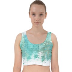 Splash Teal Velvet Racer Back Crop Top by vintage2030