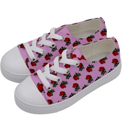 Red Roses Pink Kids  Low Top Canvas Sneakers by snowwhitegirl