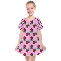 Red Roses Pink Kids  Smock Dress by snowwhitegirl