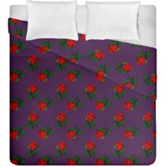 Red Roses Purple Duvet Cover Double Side (king Size) by snowwhitegirl