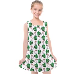 Flamingo Leaf Patttern Kids  Cross Back Dress by snowwhitegirl