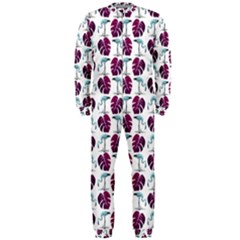 Flamingo Leaf Patttern Blue Onepiece Jumpsuit (men)  by snowwhitegirl