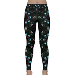 Embroidery Paisley Black Lightweight Velour Classic Yoga Leggings by snowwhitegirl