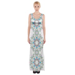 Embroidery Paisley Maxi Thigh Split Dress by snowwhitegirl