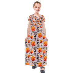 Girl With Roses And Anchors Kids  Short Sleeve Maxi Dress by snowwhitegirl