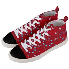 Embroidery Paisley Red Men s Mid-top Canvas Sneakers by snowwhitegirl