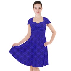 Victorian Paisley Royal Blue Pattern Cap Sleeve Midi Dress by snowwhitegirl