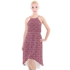 Retro Red Pattern High-low Halter Chiffon Dress  by snowwhitegirl