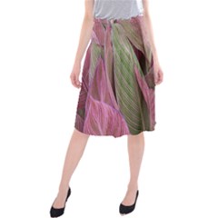 Pink Leaves Midi Beach Skirt by snowwhitegirl