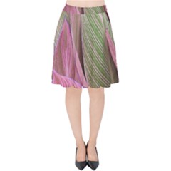 Pink Leaves Velvet High Waist Skirt by snowwhitegirl