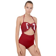  Canada Flag Bathing Suits Scallop Top Cut Out Swimsuit by CanadaSouvenirs