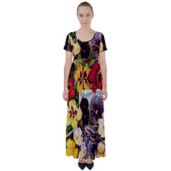 Flowers 1776534 1920 High Waist Short Sleeve Maxi Dress by vintage2030