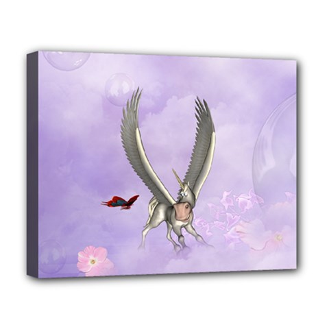 Cute Little Pegasus With Butterflies Deluxe Canvas 20  X 16  (stretched) by FantasyWorld7