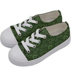 Damask Green Kids  Low Top Canvas Sneakers by vintage2030