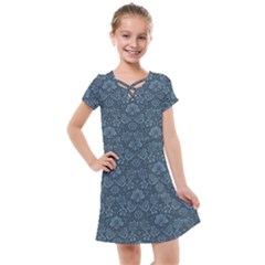 Damask Blue Kids  Cross Web Dress by vintage2030