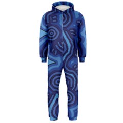 Aboriginal Art - Blue Campsites Hooded Jumpsuit (men)  by hogartharts