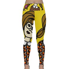 Girl With Popsicle Yellow Background Lightweight Velour Classic Yoga Leggings by snowwhitegirl