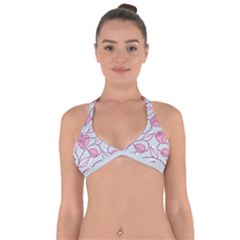 Pink Roses Pattern Halter Neck Bikini Top by JadehawksAnD