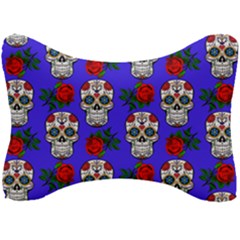 Skull Pattern Blue Seat Head Rest Cushion by snowwhitegirl