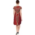 Wonderful Decorative Heart In Gold And Red Cap Sleeve Midi Dress View2