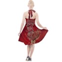 Wonderful Decorative Heart In Gold And Red Halter Party Swing Dress  View2