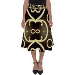 Black Embossed Swirls In Gold By Flipstylez Designs Perfect Length Midi Skirt by flipstylezfashionsLLC