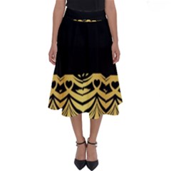 Black Vintage Background With Golden Swirls By Flipstylez Designs  Perfect Length Midi Skirt by flipstylezfashionsLLC