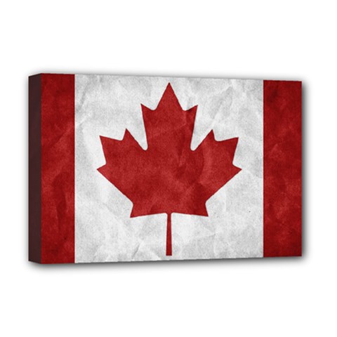 Canada Grunge Flag Deluxe Canvas 18  X 12  (stretched) by Valentinaart