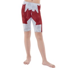 Canada Grunge Flag Kids  Mid Length Swim Shorts by Valentinaart