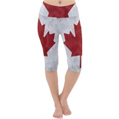 Canada Grunge Flag Lightweight Velour Cropped Yoga Leggings by Valentinaart