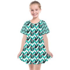 Vintage Camera Chevron Aqua Kids  Smock Dress by snowwhitegirl