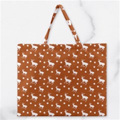 Deer Dots Orange Zipper Large Tote Bag by snowwhitegirl