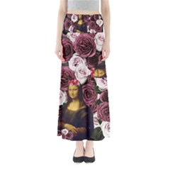 Mona Lisa Floral Black Full Length Maxi Skirt by snowwhitegirl