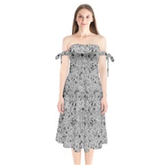 Cracked Texture Abstract Print Shoulder Tie Bardot Midi Dress by dflcprints