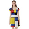 Mondrian Geometric Art Short Sleeve Skater Dress View1