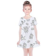 Doodle Bob Pattern Kids  Simple Cotton Dress by Valentinaart