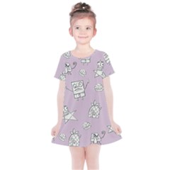 Doodle Bob Pattern Kids  Simple Cotton Dress by Valentinaart