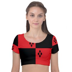 Harley Velvet Short Sleeve Crop Top  by raeraeshescrafty