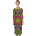 Flowers In Rainbows For Ornate Joy Quarter Sleeve Midi Bodycon Dress View1