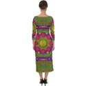 Flowers In Rainbows For Ornate Joy Quarter Sleeve Midi Bodycon Dress View2