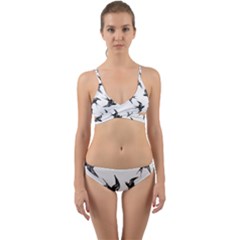 Birds Pattern Wrap Around Bikini Set by Valentinaart