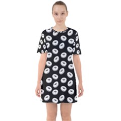 Donuts Pattern Sixties Short Sleeve Mini Dress by Valentinaart