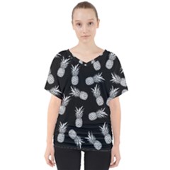 Pineapple Pattern V-neck Dolman Drape Top by Valentinaart