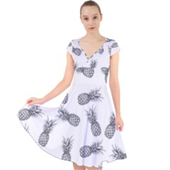 Pineapple Pattern Cap Sleeve Front Wrap Midi Dress by Valentinaart