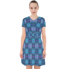 Mod Purple Green Turquoise Square Pattern Adorable In Chiffon Dress by BrightVibesDesign