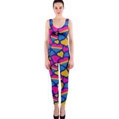 Pansexual Pride Hearts; A Cute Pan Pride Motif! One Piece Catsuit by PrideMarks