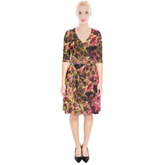 Plant Leaves Foliage Pattern Wrap Up Cocktail Dress by Celenk