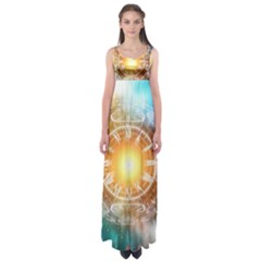 Universe Galaxy Sun Clock Time Empire Waist Maxi Dress by Celenk